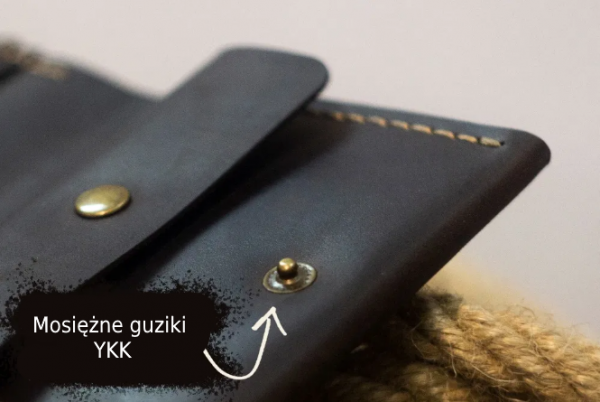 mosiężne guziki YKK portfel ręcznie robiony