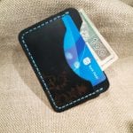 Dark blue handmade leather card holder by Luniko Granatowy portfel na karty