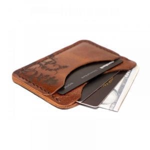 Light brown handmade leather card holder by Luniko