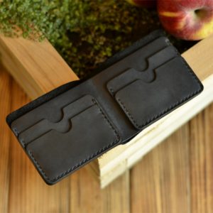 Cienki minimalistyczny portfel męski skórzany ręcznie robiony handmade