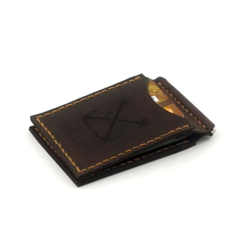 Brown Genuine Leather Money Clip for Women with RFID Blocking - Holds Cards, Coins & Bills - Handcrafted - Renz, the Money Clip by Eske Paris