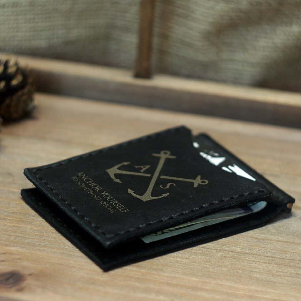 Black wallet with money clip made of genuine Italian leather!
