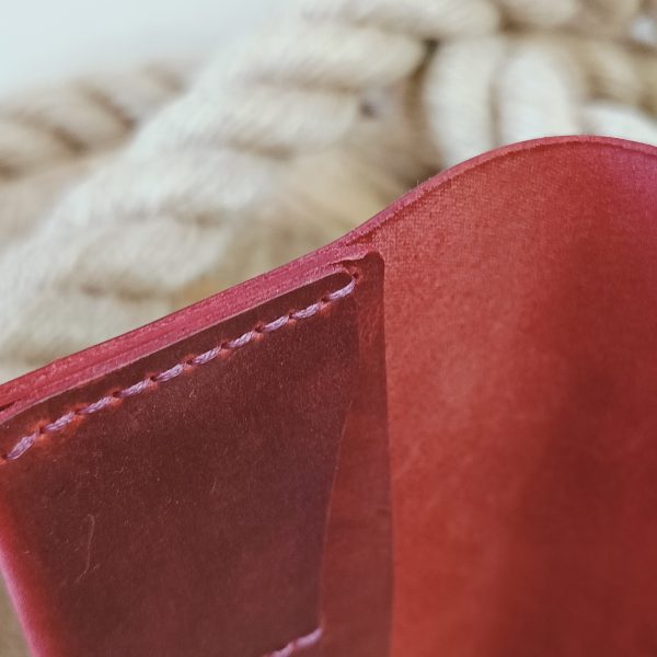 Burgundy handmade leather passport cover by Luniko - Image 5