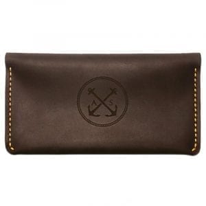 Brown leather handmade wallet by Luniko. Maritime Series