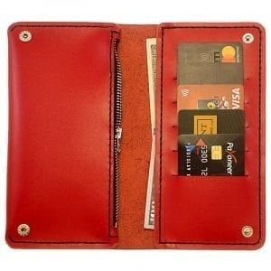 Красный женский кошелек ручной работы - кошелек из натуральной итальянской кожи.