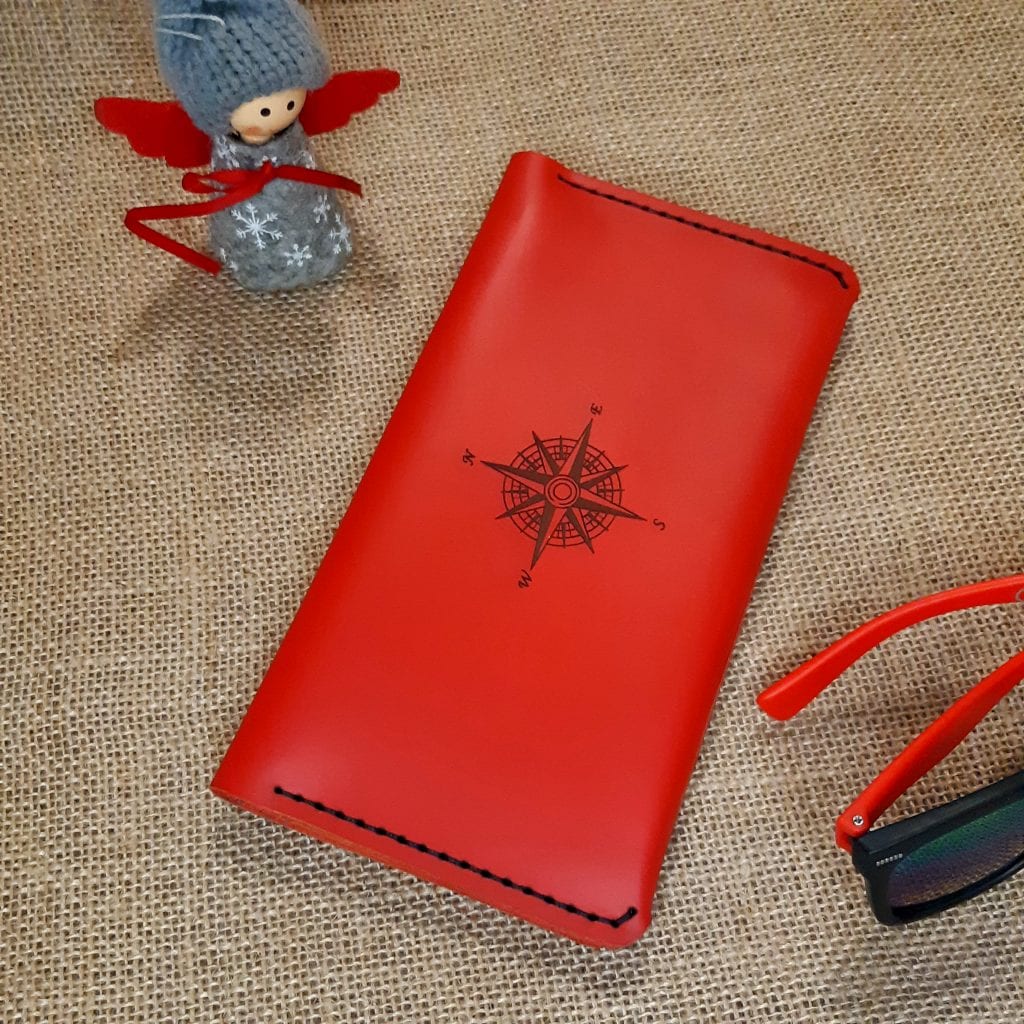 Red leather handmade women’s wallet purse by Luniko
