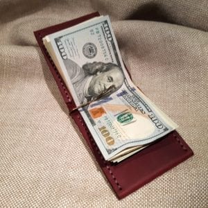 Burgundy money clip wallet handmade by italy cenuine leather! Original gift for a man or woman on an anniversary or Christmas or birthday!!!