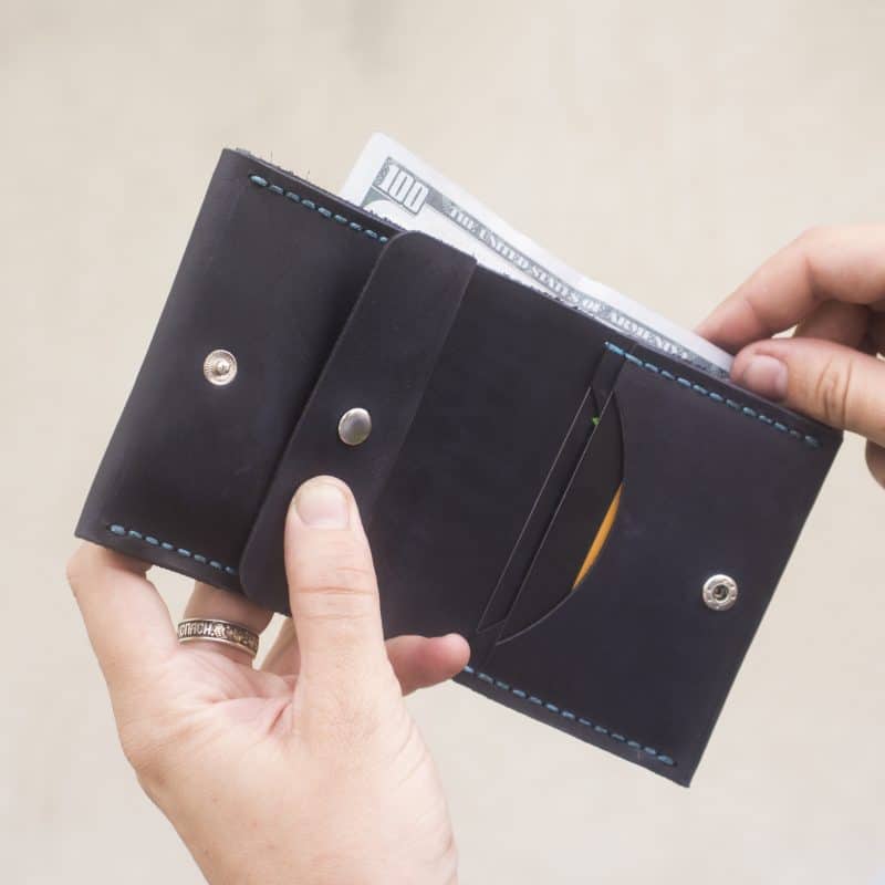 Wallet with compartment for coins, dark blue who have everything, gifts for men, gifts for him, front pocket wallet, leather wallet, minimalist wallet, engraved wallet, personalized wallet, custom wallet, bifold wallet, wallets for men, slim wallet, full grain leather