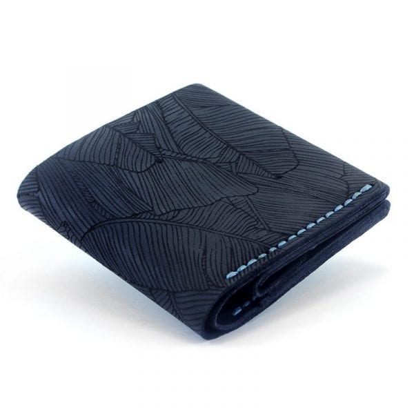 Dark blue men's handmade leather wallet by Luniko. Maritime Series