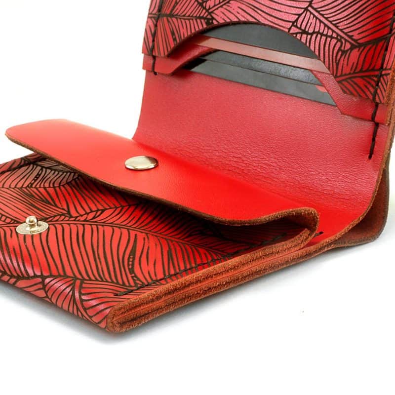 Red women's handmade wallet from genuine Italian leather. Buy now!