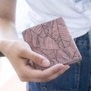 Pink women's handmade leather wallet by Luniko. Maritime Series