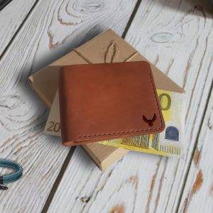 cienki skrzany portfel ręcznie robiony Classic brown handmade wallet