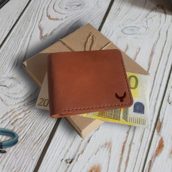 cienki skrzany portfel ręcznie robiony