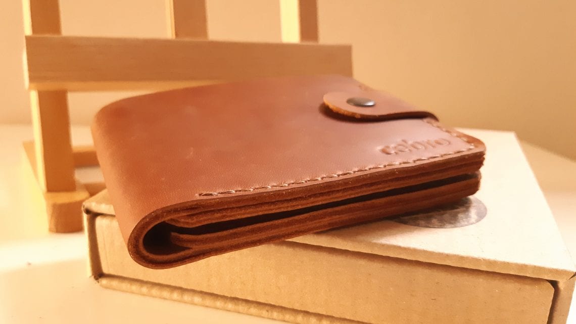 Universal custom brown leather wallet with clasp and coin compartment