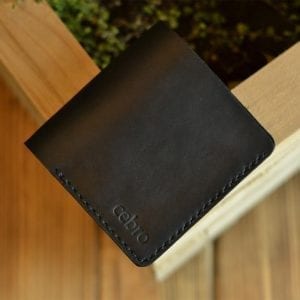 Compact black leather wallet