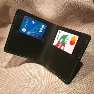 Compact dark green handmade leather wallet by Luniko Dark blue handmade wallet 