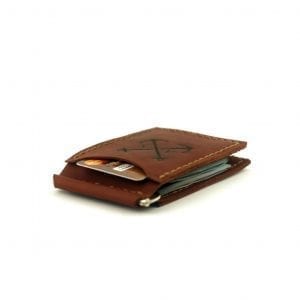Light brown wallet with clip for money handmade from Italian leather is a stylish gift for a man who values high-quality things