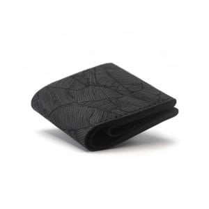 Wallet with designer engraving Square, black Black handmade leather wallet