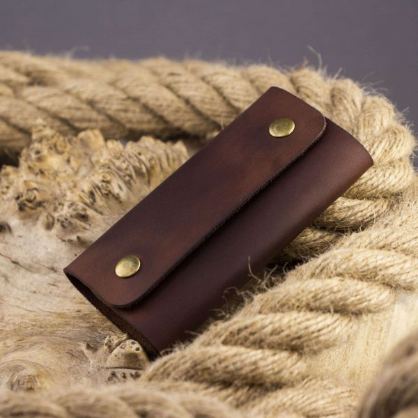 Pokrowiec na klucze - Key case leather (6 keys) - brown, handmade