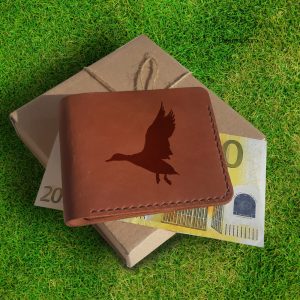 handmade leather wallet duck hunter gifts