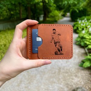 Football fan gift money clip wallet, spring clip wallet, leather money clip,
