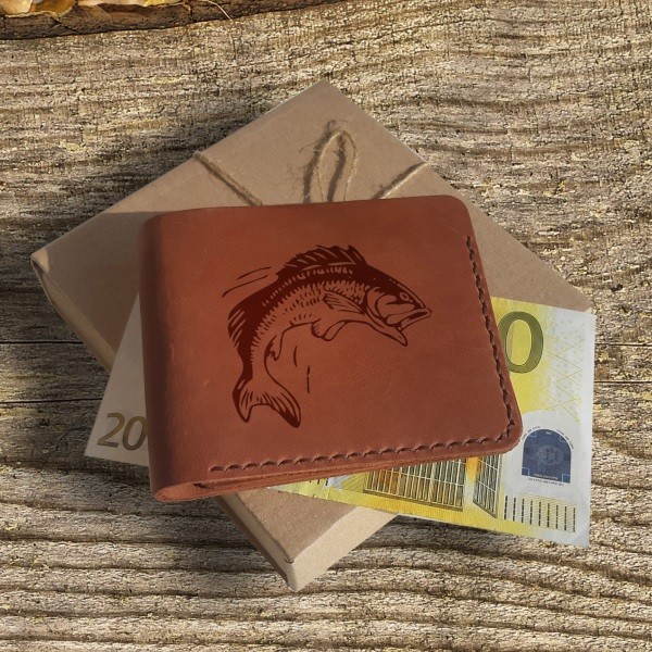 Handmade engraved leather wallet Bass Gift for Fisher Gifts for Anglers  Gift for Fishermen Bass Fishing Gifts Bass Fisherman Gifts Bassmaster Gifts