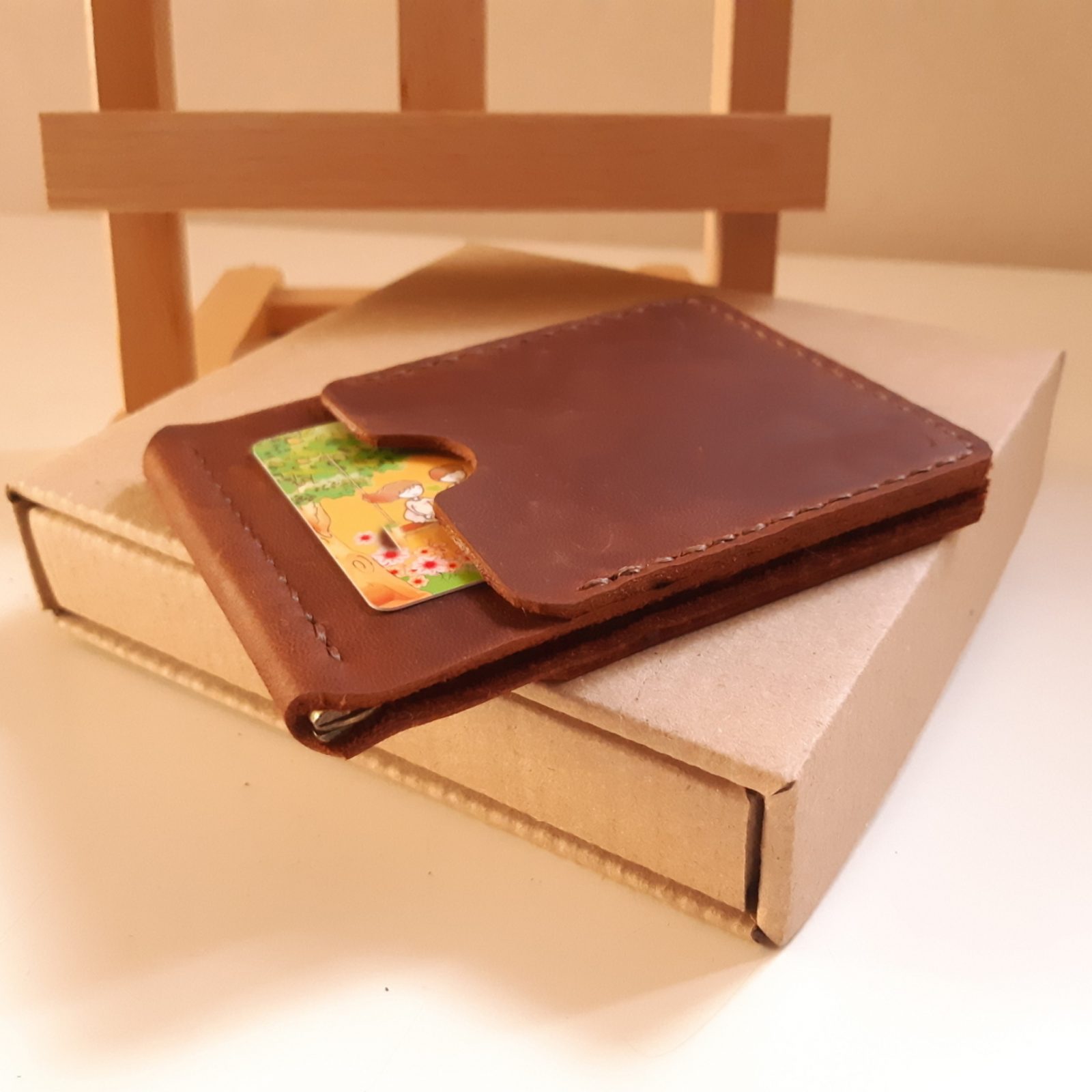 Vintage Brown Leather Money Clip Wallet #W513171NID