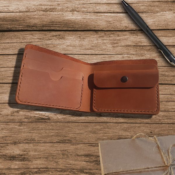 portfel męski skórzany personalizowany ręcznie robiony grawerowany brązowy