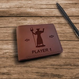 Gamer gifts Leather handmade men's wallet with engraving