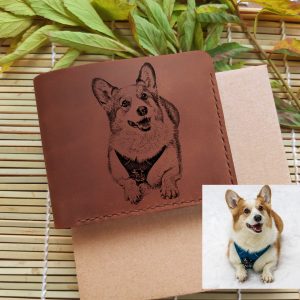 Ein personalisiertes, handgefertigtes Leder Portemonnaie mit Hunde oder Katzenfoto ist das perfekte Geschenk für Männer und Frauen