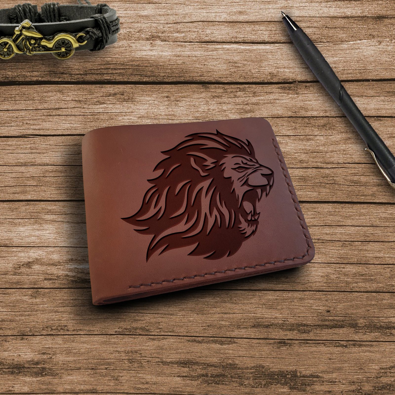 Hunting Lovers Engraved Leather Wallet