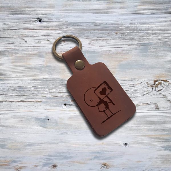 leather key chain, initial keychain, leather key fob
