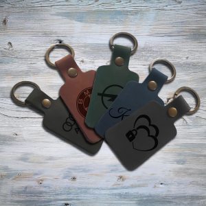 Personalized Leather Keychain with Custom Engraved