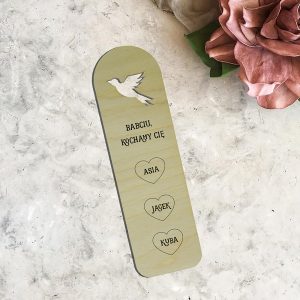 personalized wooden bookmark Drewniana zakładka do książki personalizowana imieniem, podpisem, życzeniami Pomysł na prezent dla babci