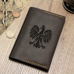 Handmade passport holder Skórzane etui na paszport Leather passport cover with the national emblem of your country