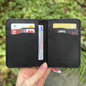 Mini portfel męski skórzany cienki mały na karty na banknoty