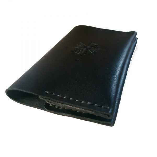 Leather handmade black passport holder