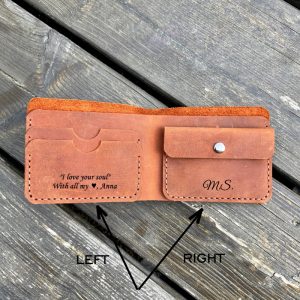 Personalized Leather Wallet Engraved Slim Wallet Custom Wallet for Men.