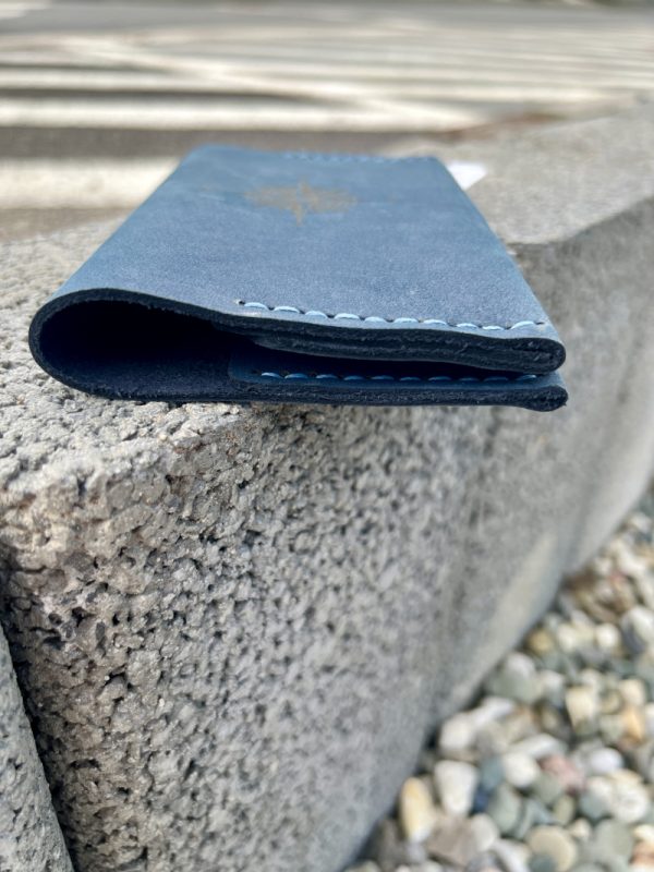 Leather handmade passport cover blue