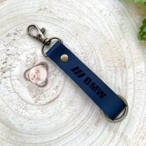 BMW Keychain Personalized Leather Key Ring Engraved Initial Name Keychains Custom Leather Key Fob