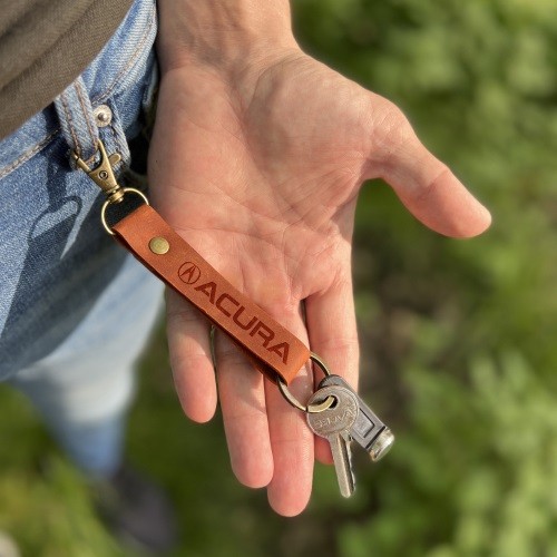Personalized Acura Keychain Leather Custom Engraved Car Logo Initial or Name Key Ring Carabiner Key Chain Car Key Holder Key Fob