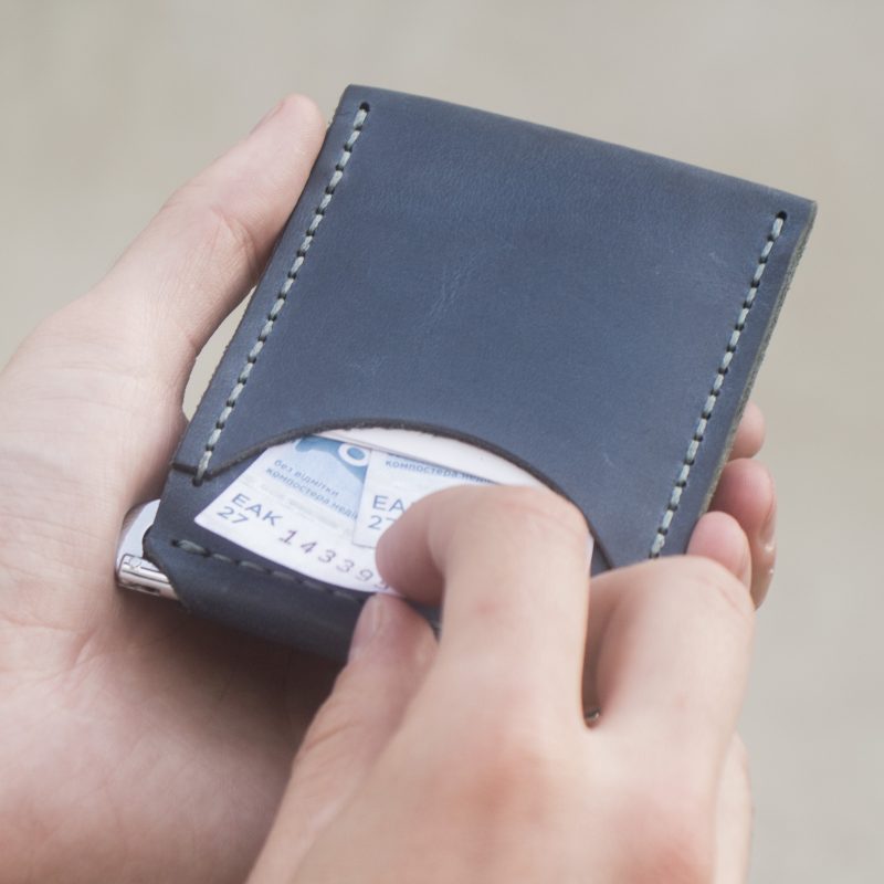 Personalized Blue Cerakote Fingerprint Money Clip Wallet, Mens