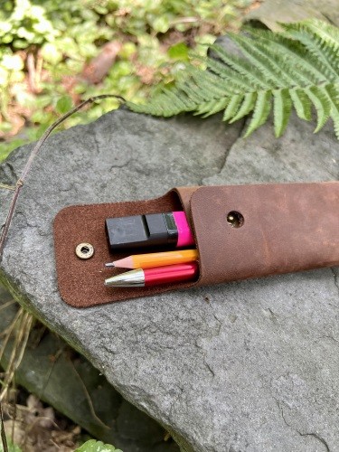 Personalise Pencil Case, Brown Leather – Anya Sushko Handbags England