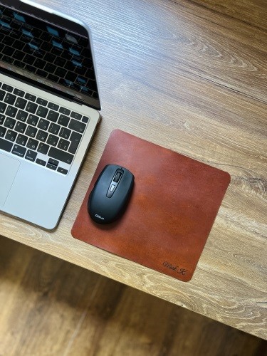 Personalized Leather Mousepad Customized Handmade Mouse Pad Engraved Logo, Photo, Text, Monogrammed, Initials, Pictures etc Genuine Brown Leather