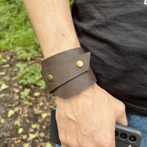 Custom Handmade Men's Genuine Brown Leather Bracelets
