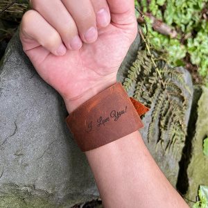 Custom Handmade Men's Brown Leather Bracelets with Personalized Engraving Name, Text, Monogram, Pictures etc.