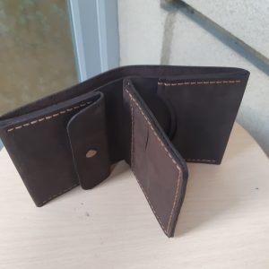 Wallet for Seven Cards, Banknotes, Coins. Leather Men's Personalized Custom Handmade Wallet