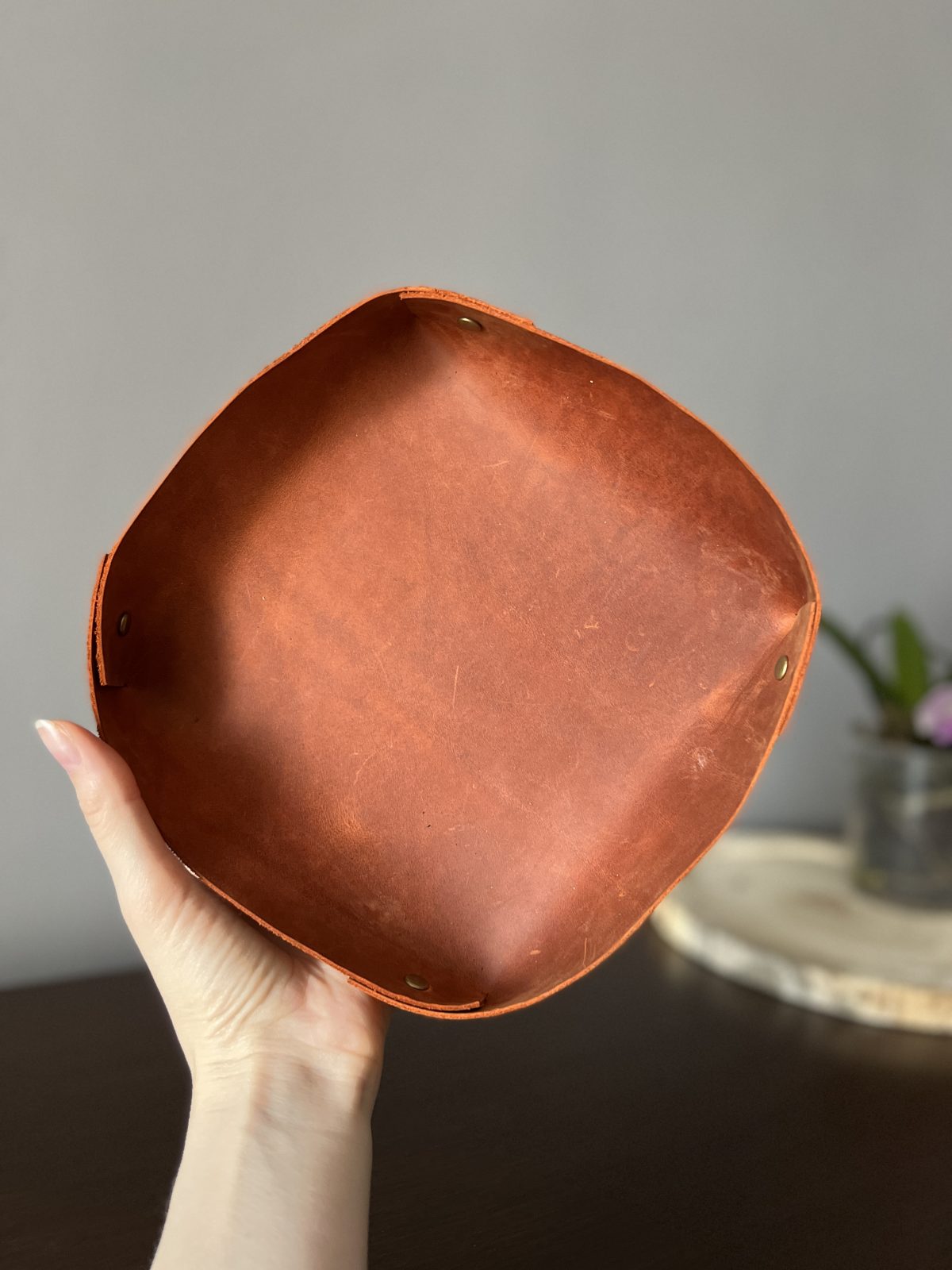Handcrafted Leather Catch-All Tray for Home or Office Storage and  Organization