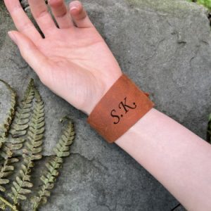 Personalized Bracelets for Women Custom Handmade Women's Genuine Brown Leather Bracelets with  Engraved Name, Text, Initial, Monogram, Pictures, Coordinates etc.