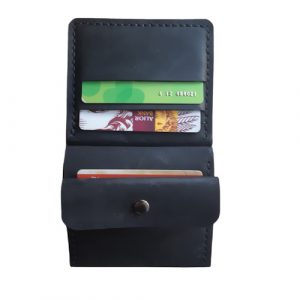 Portfel na 7 kart, monety, banknoty, męski skórzany pojemny czarny handmade z grawerem personalizowany